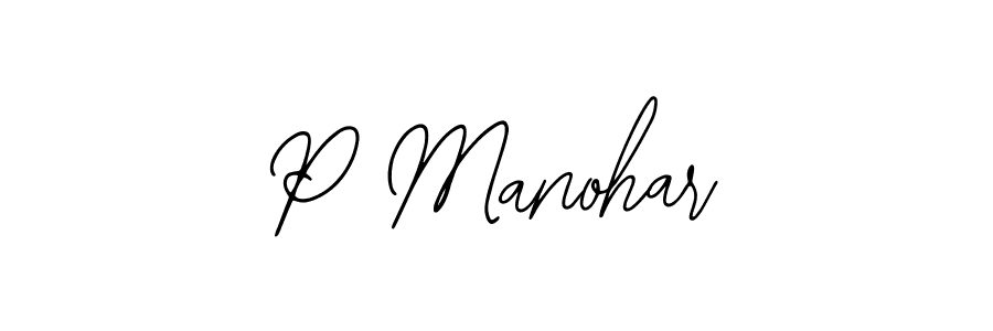 Design your own signature with our free online signature maker. With this signature software, you can create a handwritten (Bearetta-2O07w) signature for name P Manohar. P Manohar signature style 12 images and pictures png