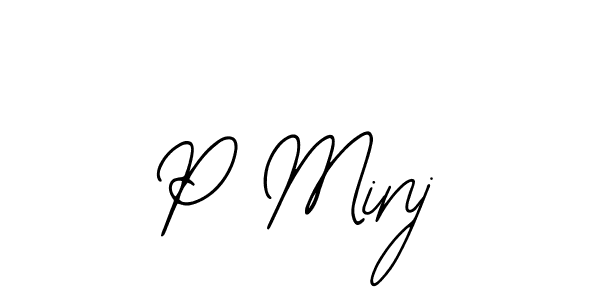 if you are searching for the best signature style for your name P Minj. so please give up your signature search. here we have designed multiple signature styles  using Bearetta-2O07w. P Minj signature style 12 images and pictures png