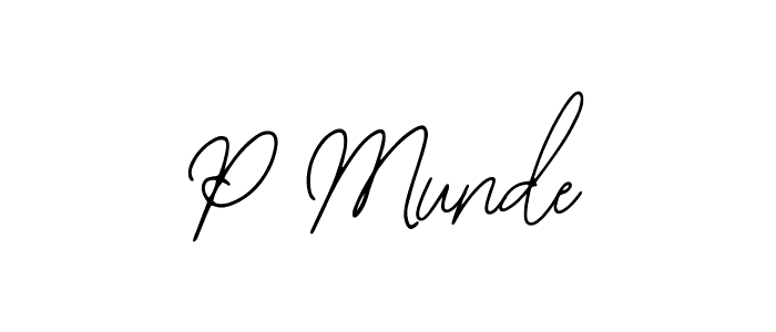 Design your own signature with our free online signature maker. With this signature software, you can create a handwritten (Bearetta-2O07w) signature for name P Munde. P Munde signature style 12 images and pictures png