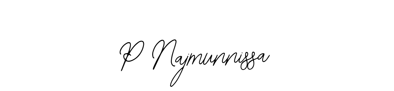 Make a beautiful signature design for name P Najmunnissa. With this signature (Bearetta-2O07w) style, you can create a handwritten signature for free. P Najmunnissa signature style 12 images and pictures png