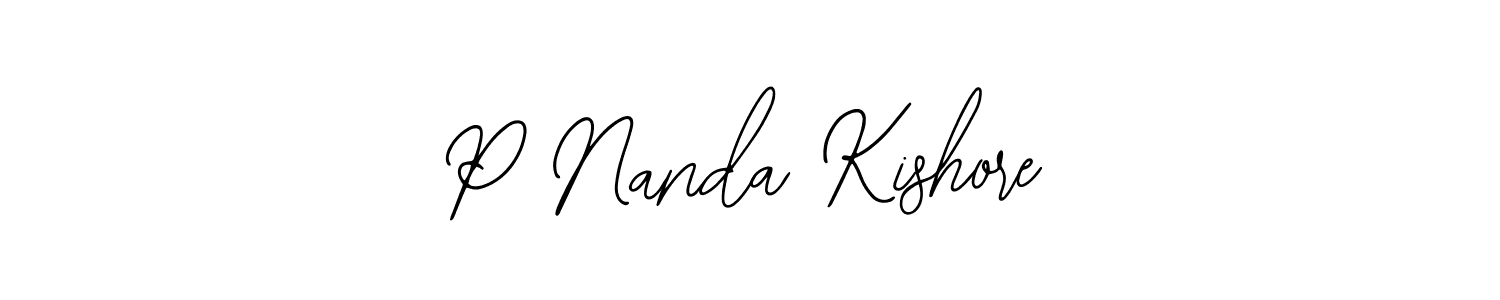 How to make P Nanda Kishore name signature. Use Bearetta-2O07w style for creating short signs online. This is the latest handwritten sign. P Nanda Kishore signature style 12 images and pictures png