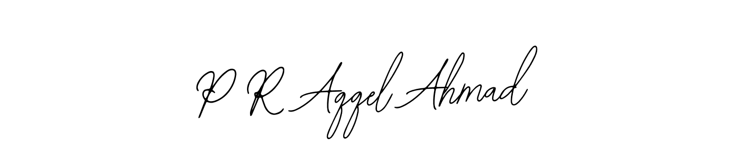 Use a signature maker to create a handwritten signature online. With this signature software, you can design (Bearetta-2O07w) your own signature for name P R Aqqel Ahmad. P R Aqqel Ahmad signature style 12 images and pictures png