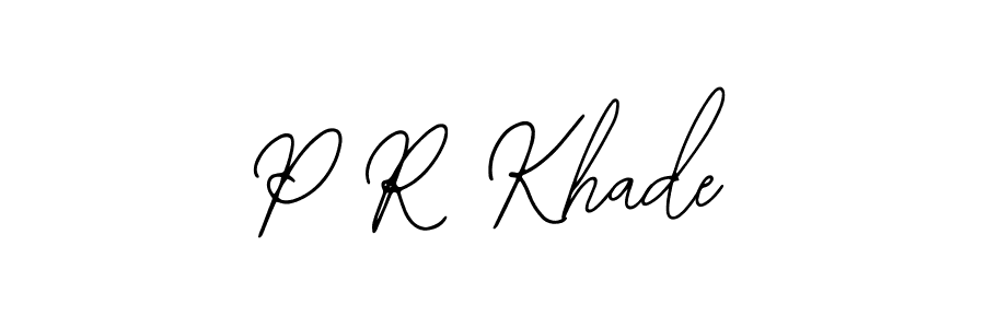 if you are searching for the best signature style for your name P R Khade. so please give up your signature search. here we have designed multiple signature styles  using Bearetta-2O07w. P R Khade signature style 12 images and pictures png