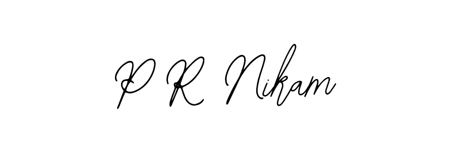 if you are searching for the best signature style for your name P R Nikam. so please give up your signature search. here we have designed multiple signature styles  using Bearetta-2O07w. P R Nikam signature style 12 images and pictures png