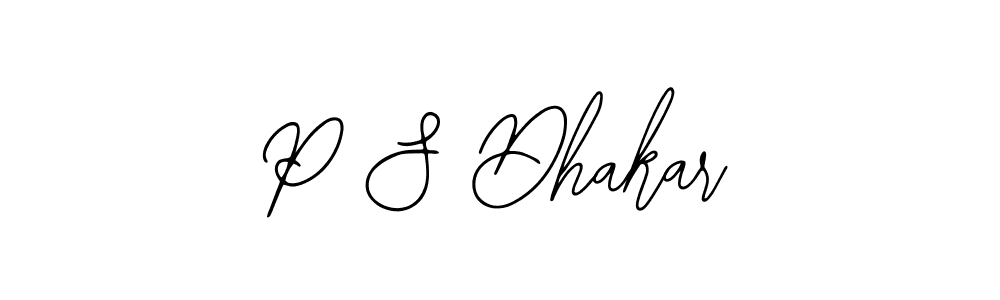 How to make P S Dhakar name signature. Use Bearetta-2O07w style for creating short signs online. This is the latest handwritten sign. P S Dhakar signature style 12 images and pictures png