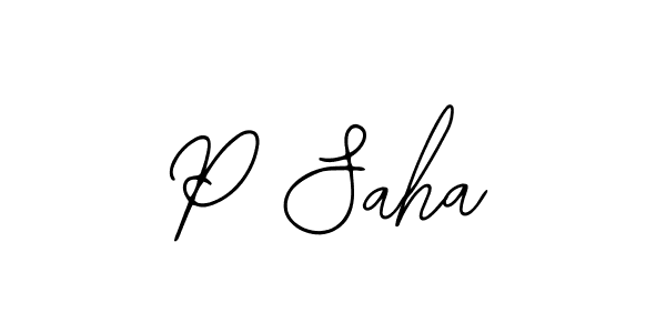 How to make P Saha name signature. Use Bearetta-2O07w style for creating short signs online. This is the latest handwritten sign. P Saha signature style 12 images and pictures png