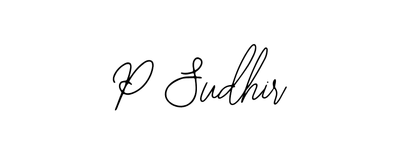 How to make P Sudhir name signature. Use Bearetta-2O07w style for creating short signs online. This is the latest handwritten sign. P Sudhir signature style 12 images and pictures png