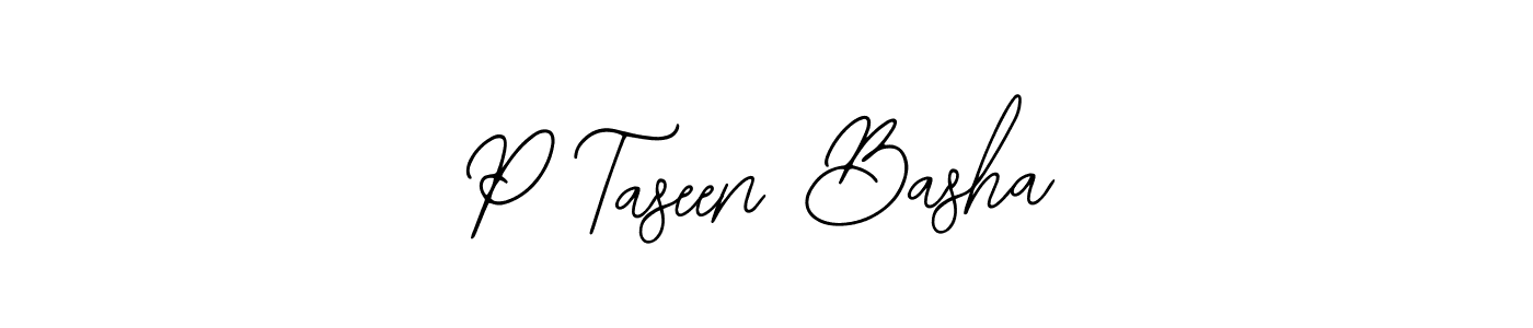 The best way (Bearetta-2O07w) to make a short signature is to pick only two or three words in your name. The name P Taseen Basha include a total of six letters. For converting this name. P Taseen Basha signature style 12 images and pictures png