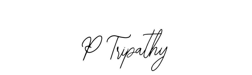 How to make P Tripathy name signature. Use Bearetta-2O07w style for creating short signs online. This is the latest handwritten sign. P Tripathy signature style 12 images and pictures png