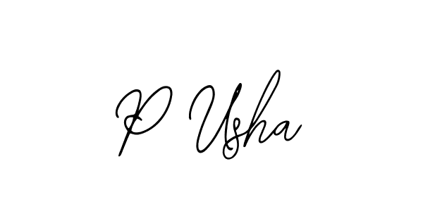 Use a signature maker to create a handwritten signature online. With this signature software, you can design (Bearetta-2O07w) your own signature for name P Usha. P Usha signature style 12 images and pictures png