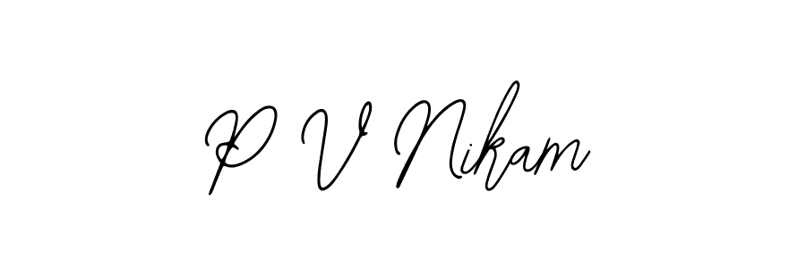 if you are searching for the best signature style for your name P V Nikam. so please give up your signature search. here we have designed multiple signature styles  using Bearetta-2O07w. P V Nikam signature style 12 images and pictures png