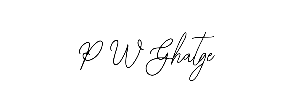 Use a signature maker to create a handwritten signature online. With this signature software, you can design (Bearetta-2O07w) your own signature for name P W Ghatge. P W Ghatge signature style 12 images and pictures png