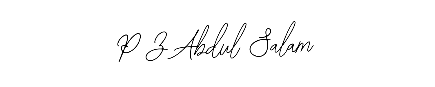 You should practise on your own different ways (Bearetta-2O07w) to write your name (P Z Abdul Salam) in signature. don't let someone else do it for you. P Z Abdul Salam signature style 12 images and pictures png