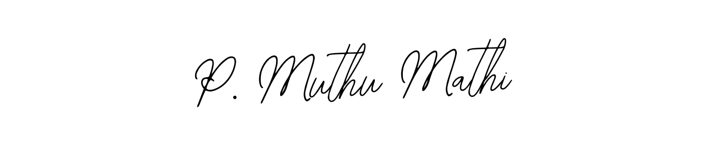 How to make P. Muthu Mathi name signature. Use Bearetta-2O07w style for creating short signs online. This is the latest handwritten sign. P. Muthu Mathi signature style 12 images and pictures png