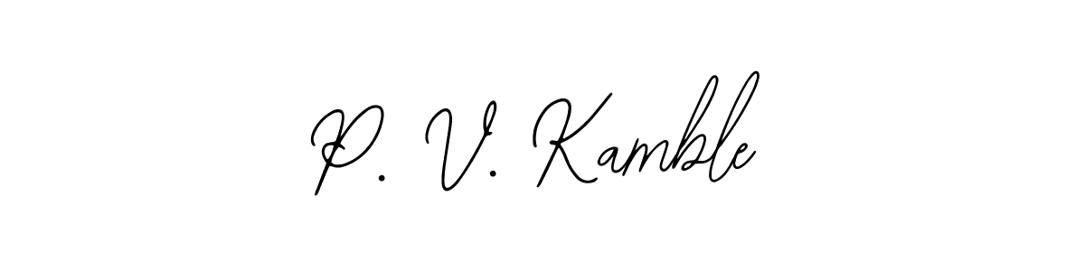 The best way (Bearetta-2O07w) to make a short signature is to pick only two or three words in your name. The name P. V. Kamble include a total of six letters. For converting this name. P. V. Kamble signature style 12 images and pictures png