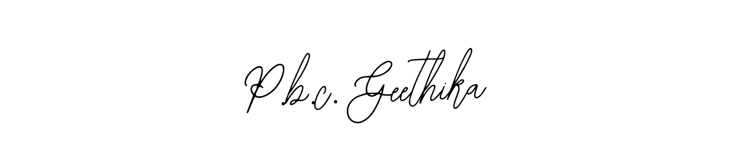 How to make P.b.c. Geethika name signature. Use Bearetta-2O07w style for creating short signs online. This is the latest handwritten sign. P.b.c. Geethika signature style 12 images and pictures png
