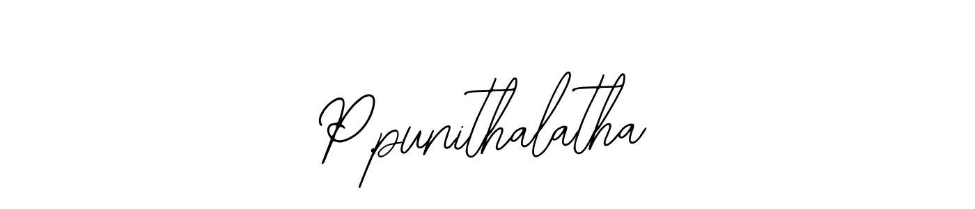 How to make P.punithalatha name signature. Use Bearetta-2O07w style for creating short signs online. This is the latest handwritten sign. P.punithalatha signature style 12 images and pictures png