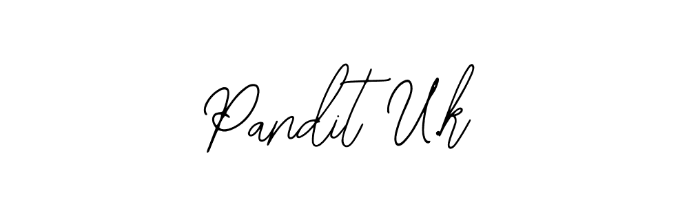 How to make Pandit U.k name signature. Use Bearetta-2O07w style for creating short signs online. This is the latest handwritten sign. Pandit U.k signature style 12 images and pictures png