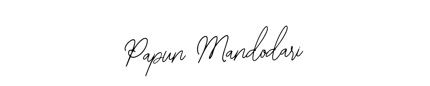 The best way (Bearetta-2O07w) to make a short signature is to pick only two or three words in your name. The name Papun Mandodari include a total of six letters. For converting this name. Papun Mandodari signature style 12 images and pictures png