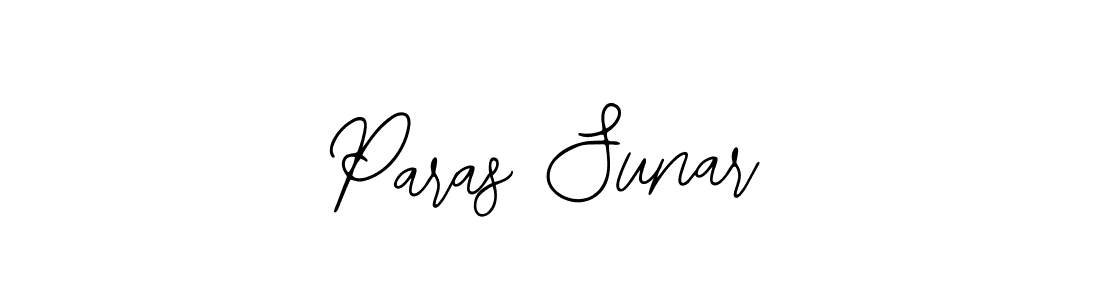 How to make Paras Sunar name signature. Use Bearetta-2O07w style for creating short signs online. This is the latest handwritten sign. Paras Sunar signature style 12 images and pictures png