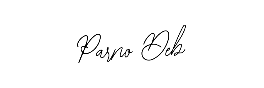 How to make Parno Deb name signature. Use Bearetta-2O07w style for creating short signs online. This is the latest handwritten sign. Parno Deb signature style 12 images and pictures png