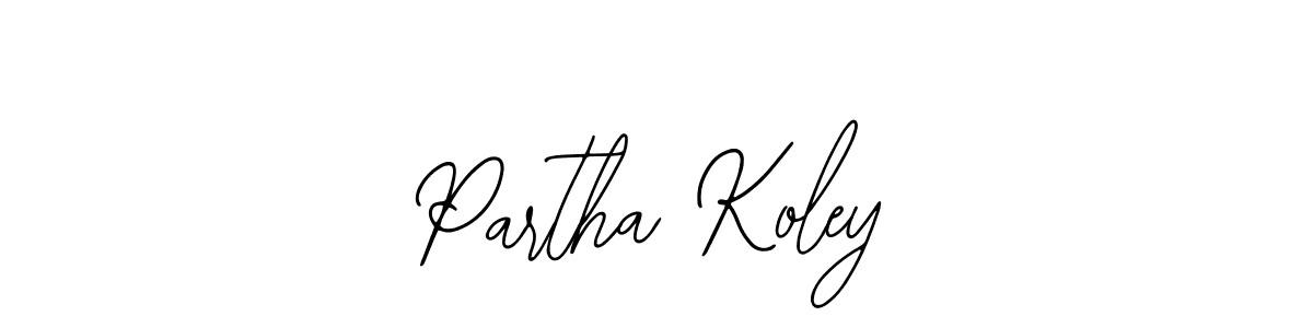 How to make Partha Koley name signature. Use Bearetta-2O07w style for creating short signs online. This is the latest handwritten sign. Partha Koley signature style 12 images and pictures png