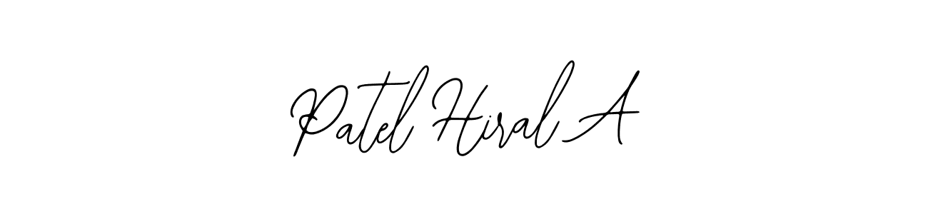 The best way (Bearetta-2O07w) to make a short signature is to pick only two or three words in your name. The name Patel Hiral A include a total of six letters. For converting this name. Patel Hiral A signature style 12 images and pictures png