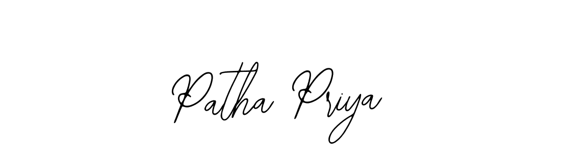 You should practise on your own different ways (Bearetta-2O07w) to write your name (Patha Priya) in signature. don't let someone else do it for you. Patha Priya signature style 12 images and pictures png