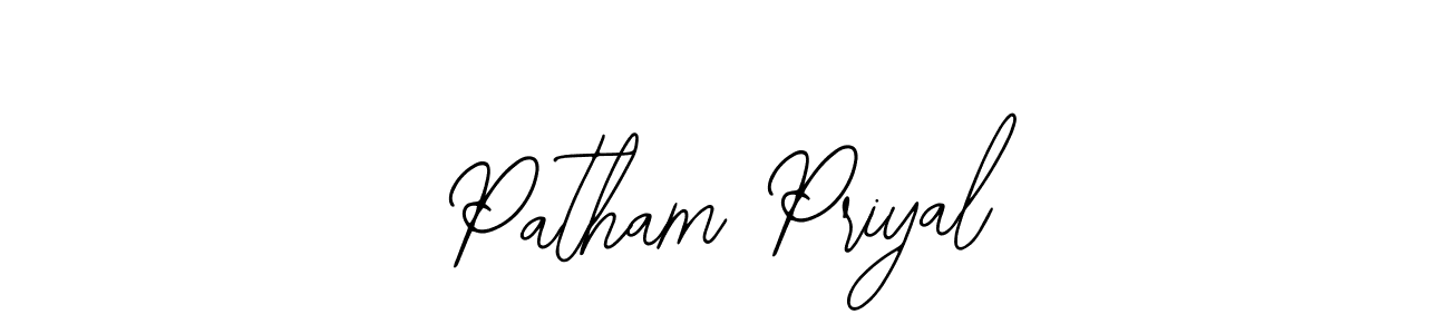 How to make Patham Priyal name signature. Use Bearetta-2O07w style for creating short signs online. This is the latest handwritten sign. Patham Priyal signature style 12 images and pictures png