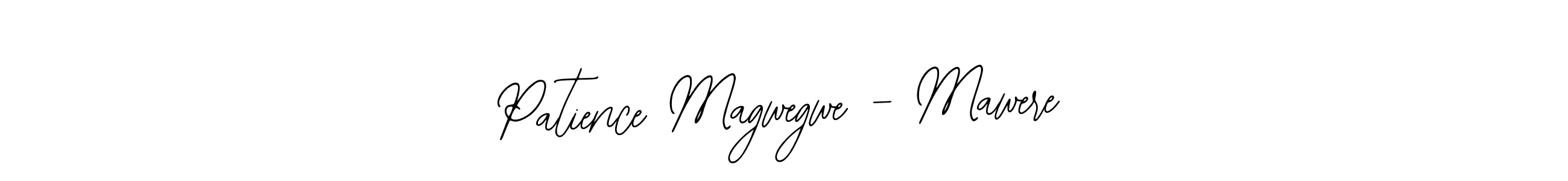 It looks lik you need a new signature style for name Patience Magwegwe - Mawere. Design unique handwritten (Bearetta-2O07w) signature with our free signature maker in just a few clicks. Patience Magwegwe - Mawere signature style 12 images and pictures png