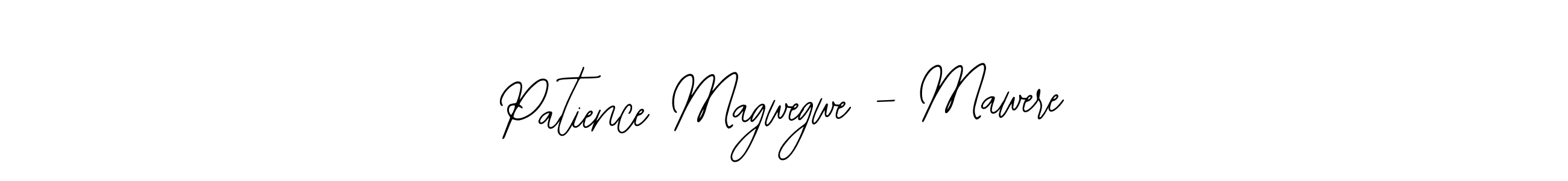 How to make Patience Magwegwe - Mawere name signature. Use Bearetta-2O07w style for creating short signs online. This is the latest handwritten sign. Patience Magwegwe - Mawere signature style 12 images and pictures png