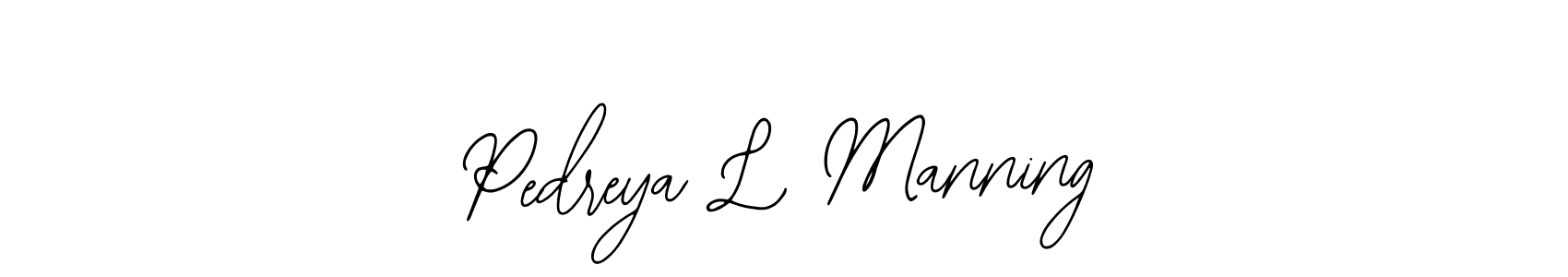 How to make Pedreya L Manning name signature. Use Bearetta-2O07w style for creating short signs online. This is the latest handwritten sign. Pedreya L Manning signature style 12 images and pictures png