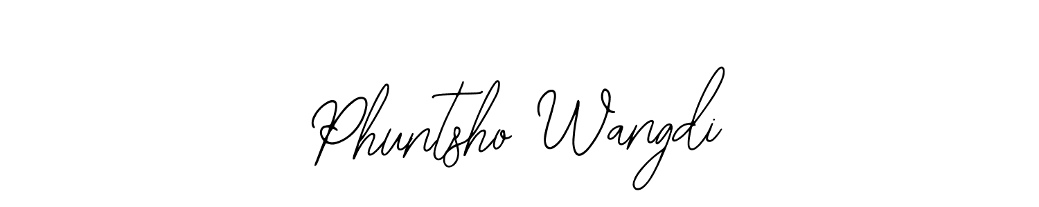 How to make Phuntsho Wangdi name signature. Use Bearetta-2O07w style for creating short signs online. This is the latest handwritten sign. Phuntsho Wangdi signature style 12 images and pictures png