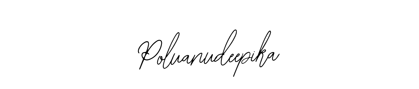 This is the best signature style for the Poluanudeepika name. Also you like these signature font (Bearetta-2O07w). Mix name signature. Poluanudeepika signature style 12 images and pictures png