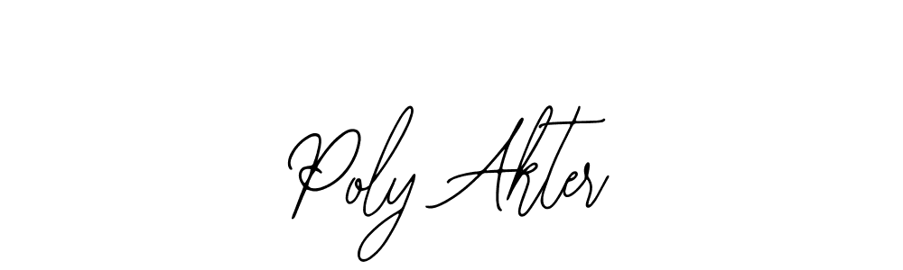 How to make Poly Akter name signature. Use Bearetta-2O07w style for creating short signs online. This is the latest handwritten sign. Poly Akter signature style 12 images and pictures png