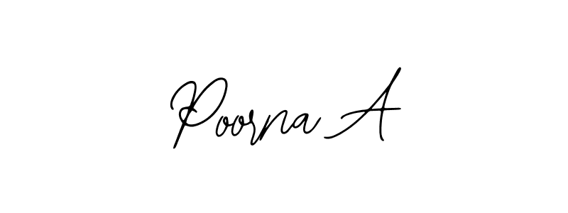 How to make Poorna A name signature. Use Bearetta-2O07w style for creating short signs online. This is the latest handwritten sign. Poorna A signature style 12 images and pictures png