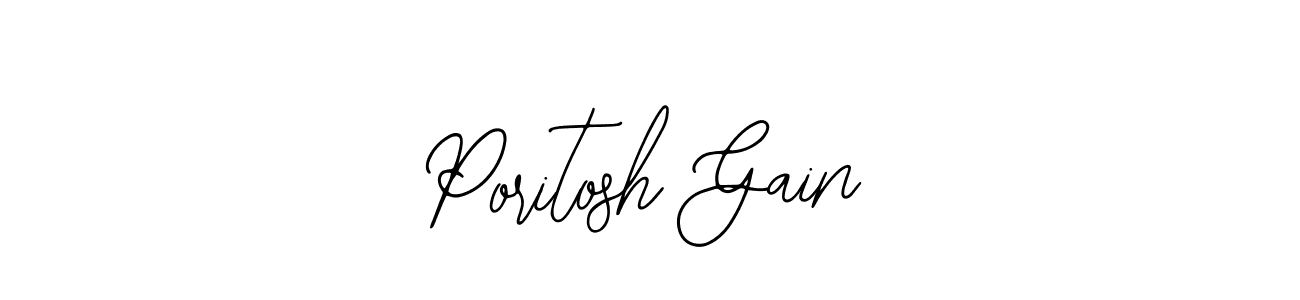 Use a signature maker to create a handwritten signature online. With this signature software, you can design (Bearetta-2O07w) your own signature for name Poritosh Gain. Poritosh Gain signature style 12 images and pictures png