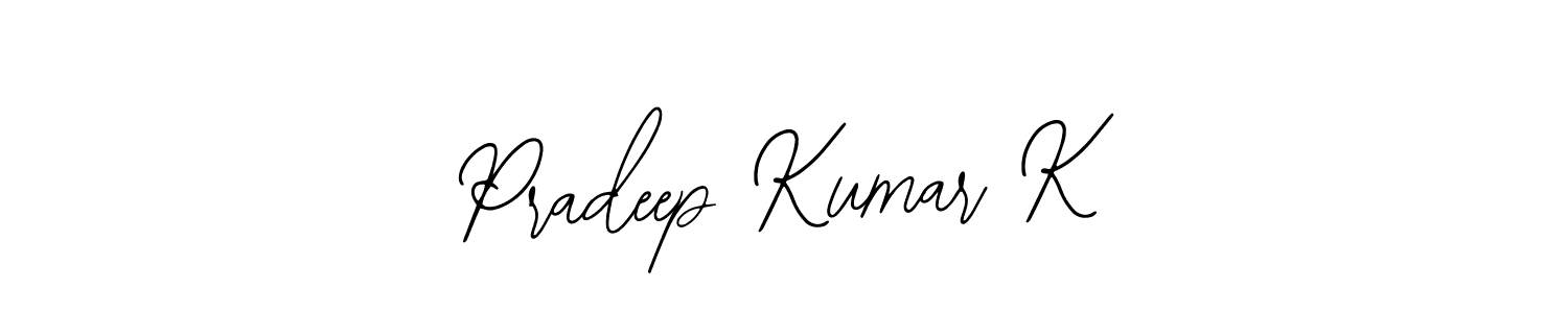 You should practise on your own different ways (Bearetta-2O07w) to write your name (Pradeep Kumar K) in signature. don't let someone else do it for you. Pradeep Kumar K signature style 12 images and pictures png