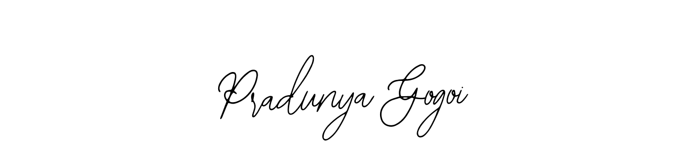 Bearetta-2O07w is a professional signature style that is perfect for those who want to add a touch of class to their signature. It is also a great choice for those who want to make their signature more unique. Get Pradunya Gogoi name to fancy signature for free. Pradunya Gogoi signature style 12 images and pictures png