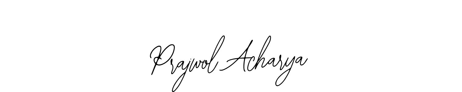 The best way (Bearetta-2O07w) to make a short signature is to pick only two or three words in your name. The name Prajwol Acharya include a total of six letters. For converting this name. Prajwol Acharya signature style 12 images and pictures png