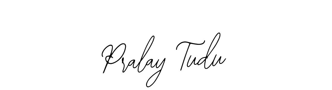 How to make Pralay Tudu name signature. Use Bearetta-2O07w style for creating short signs online. This is the latest handwritten sign. Pralay Tudu signature style 12 images and pictures png