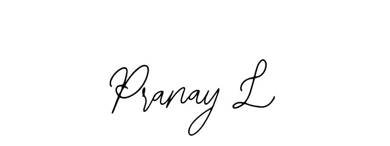 The best way (Bearetta-2O07w) to make a short signature is to pick only two or three words in your name. The name Pranay L include a total of six letters. For converting this name. Pranay L signature style 12 images and pictures png