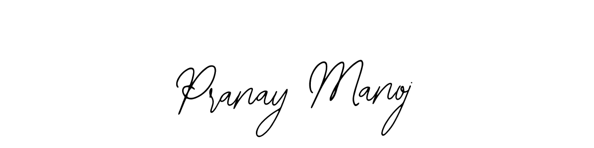 How to make Pranay Manoj name signature. Use Bearetta-2O07w style for creating short signs online. This is the latest handwritten sign. Pranay Manoj signature style 12 images and pictures png