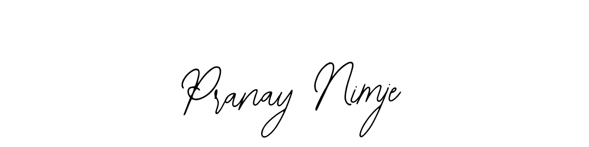 The best way (Bearetta-2O07w) to make a short signature is to pick only two or three words in your name. The name Pranay Nimje include a total of six letters. For converting this name. Pranay Nimje signature style 12 images and pictures png