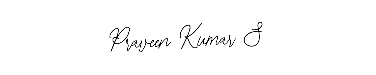 How to make Praveen Kumar S name signature. Use Bearetta-2O07w style for creating short signs online. This is the latest handwritten sign. Praveen Kumar S signature style 12 images and pictures png
