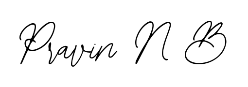 The Bearetta-2O07w typeface gives name Pravin N B a refined look. Suitable for certificates, diplomas, and official verification. Pravin N B signature style 12 images and pictures png