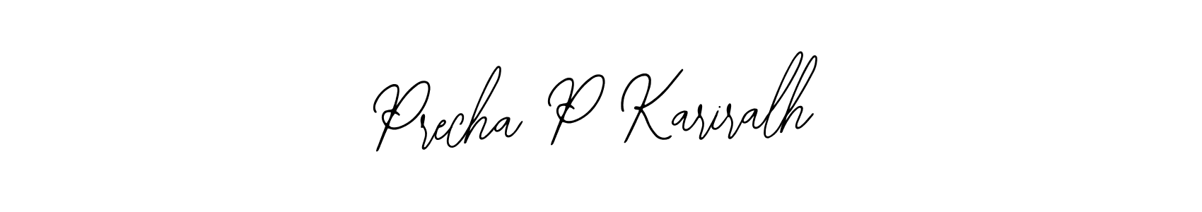 The best way (Bearetta-2O07w) to make a short signature is to pick only two or three words in your name. The name Precha P Kariralh include a total of six letters. For converting this name. Precha P Kariralh signature style 12 images and pictures png