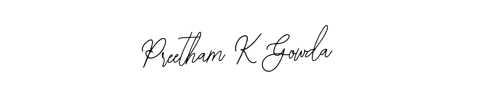 The best way (Bearetta-2O07w) to make a short signature is to pick only two or three words in your name. The name Preetham K Gowda include a total of six letters. For converting this name. Preetham K Gowda signature style 12 images and pictures png