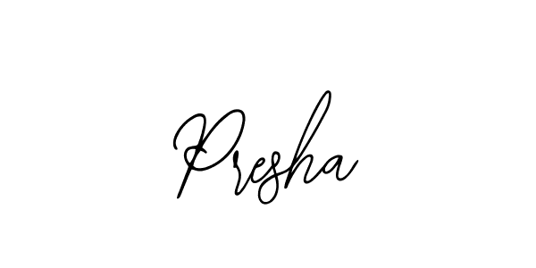 How to make Presha signature? Bearetta-2O07w is a professional autograph style. Create handwritten signature for Presha name. Presha signature style 12 images and pictures png