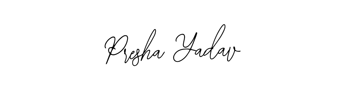 The best way (Bearetta-2O07w) to make a short signature is to pick only two or three words in your name. The name Presha Yadav include a total of six letters. For converting this name. Presha Yadav signature style 12 images and pictures png